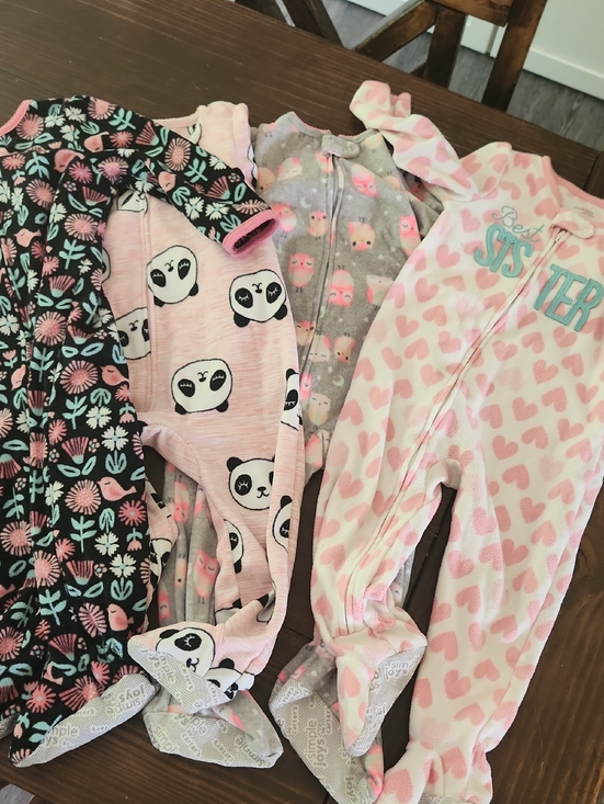 Carter's Other - Carter's Pink and Gray Heart, Panda & Floral Footie Sleepers - 4 Pack
